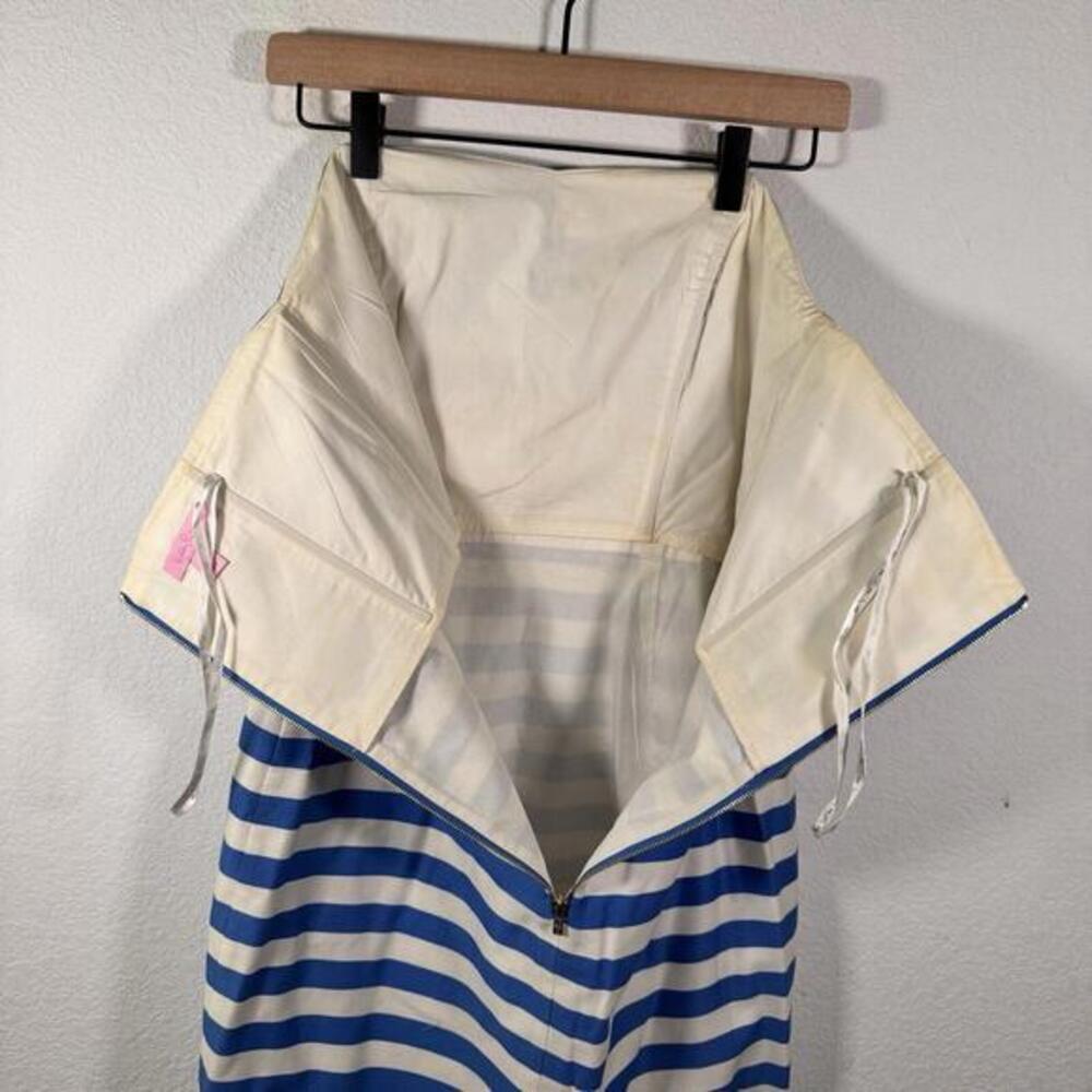 Lilly Pulitzer Maybell Strapless‎ Dress Swizzle Stripe Worth Blue Womens Size 8 - Picture 4 of 5